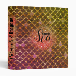 Mermaids & Dragon Scales Purple Violet  Ombre Gold Binder
