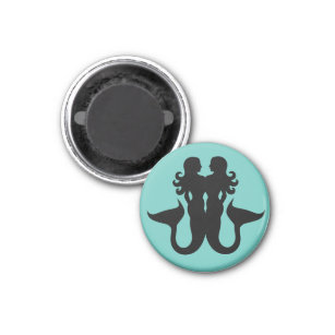 Mermaids entwined silhouettes sailor boat ship  magnet
