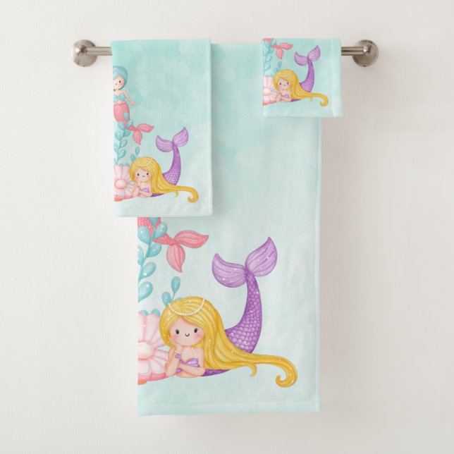 Mermaids et méduses sous l'aquarelle marine (En situation)