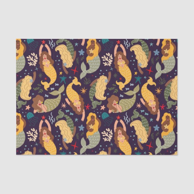 Mermaids, Fish and Coral Fantasy Fairy Tale   Tissue Paper (Front)