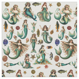 Mermaids Fish and Sealife Nautical Ocean Art Fabric
