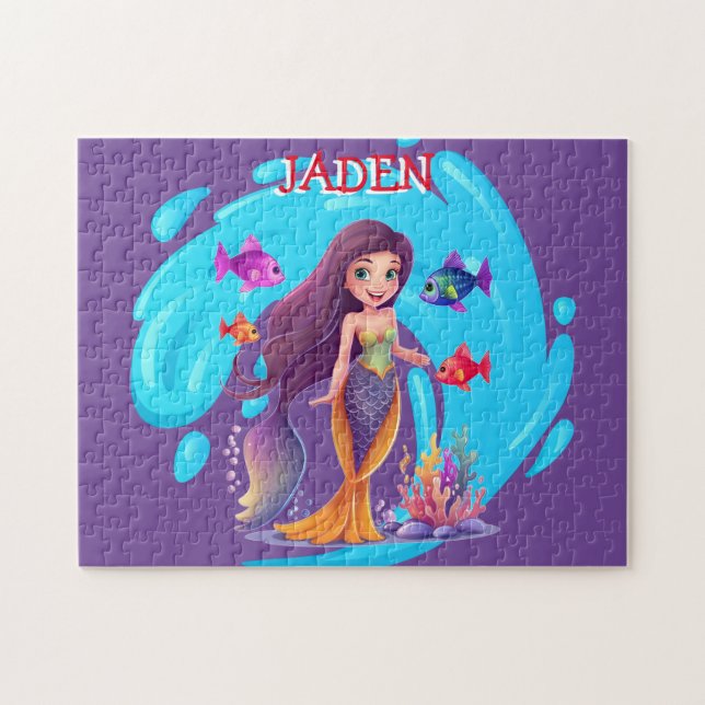 Mermaids, Fish splashing in the water personalized Jigsaw Puzzle (Horizontal)