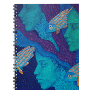 Mermaids & fish, surreal fantasy art, underwater notebook