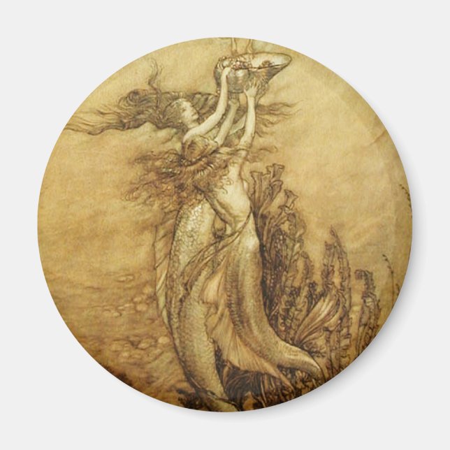 Mermaids Fishing For Pearls Magnet (Front)