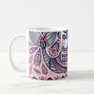 Mermaids Folk Elements Vintage Seamless Coffee Mug
