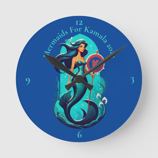 Mermaids For Kamala 2024 Thunder_Cove Round Clock (Front)