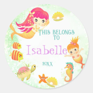 Mermaids  Green Belongs To  Classic Round Sticker