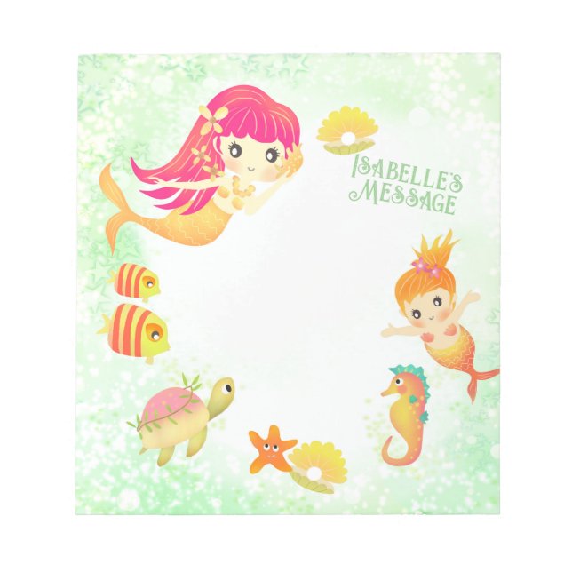 Mermaids Green Notepad (Front)
