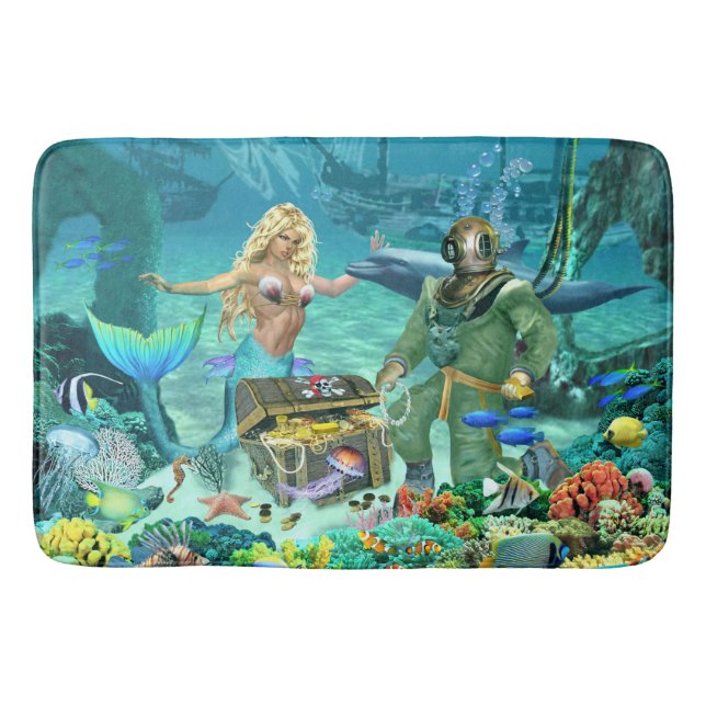 MERMAID'S HIDDEN TREASURE BATH MAT (Front)