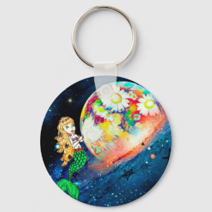 Mermaids in space keychain
