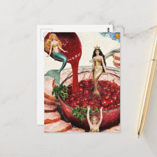 Mermaids in the Cranberry Sauce Collage Postcard
