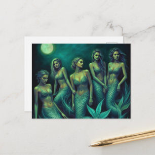Mermaids in the Full Moon Night Postcard