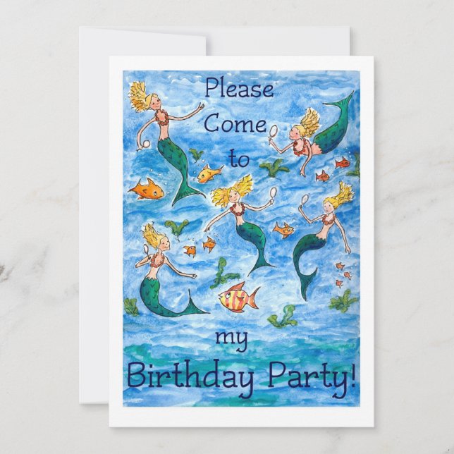Mermaids Invitation de fête d'anniversaire (Devant)