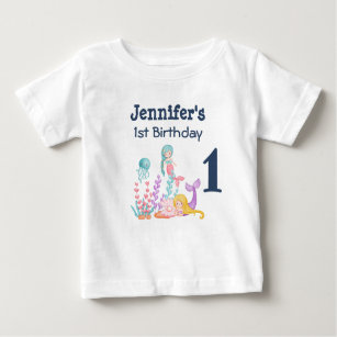 Mermaids & Jellyfish 1st Birthday Baby T-Shirt