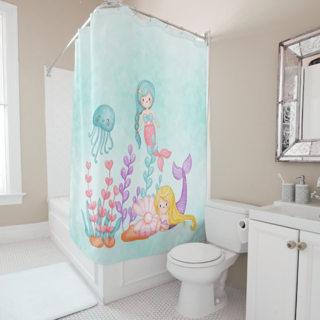Mermaids & Jellyfish Under the Sea Watercolor (In Situ)