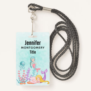 Mermaids & Jellyfish Under the Sea Watercolor Badge