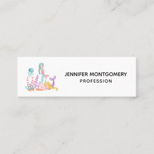 Mermaids & Jellyfish Under the Sea Watercolor Mini Mini Business Card