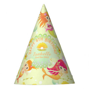 Mermaids Lemon Green Party Hat