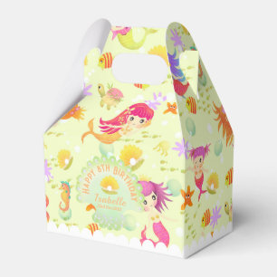 Mermaids Lemon Green Tent Favor Box