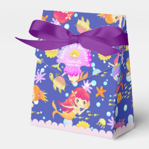 Mermaids Navy Blue Favor Box