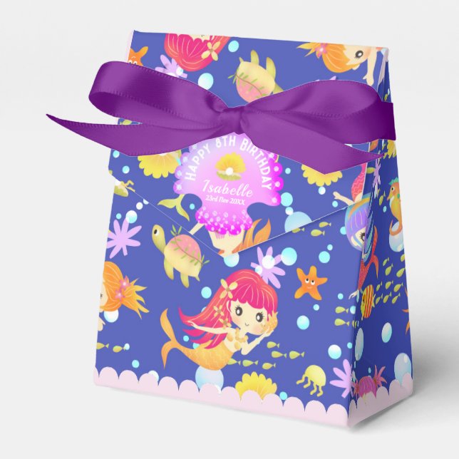 Mermaids Navy Blue  Favor Box (Front Side)