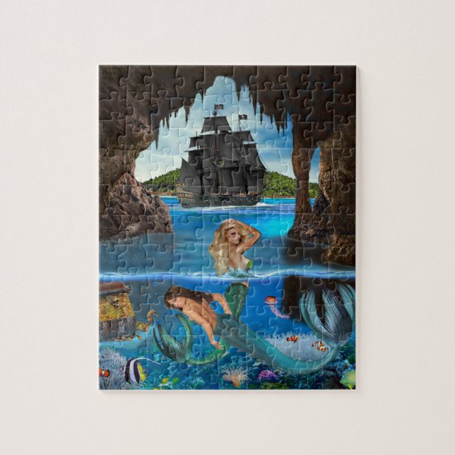 MERMAIDS OF THE PIRATE CAVE JIGSAW PUZZLE (Vertical)