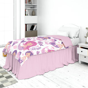 Mermaids Pastel Pink Purple Girly Bed  Duvet Cover