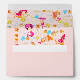 Mermaids Peach Pink  Envelope