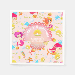 Mermaids Peach Pink Napkin