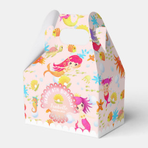 Mermaids Peach Pink Tent Favor Box