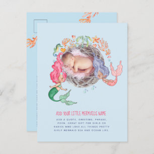 Mermaids Personalized PHOTO Invite Announcement Postcard