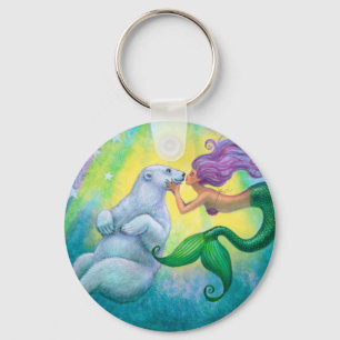 Mermaid's Polar Bear Kiss Keychain