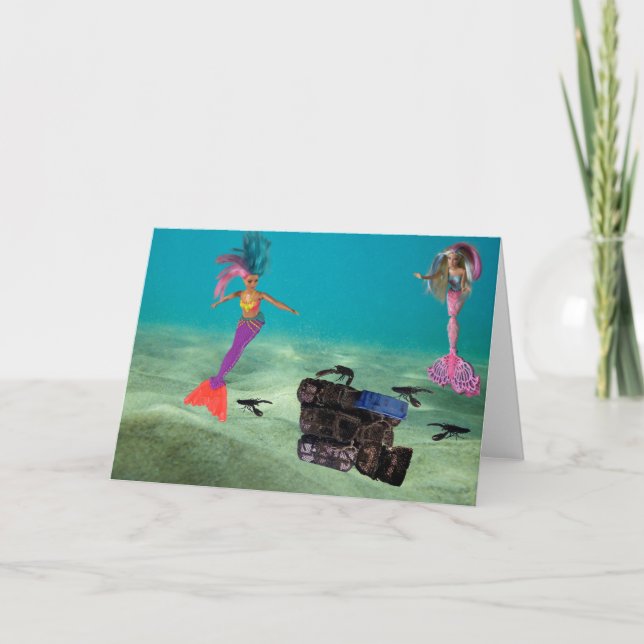 Mermaids saving the lobsters. card (Front)