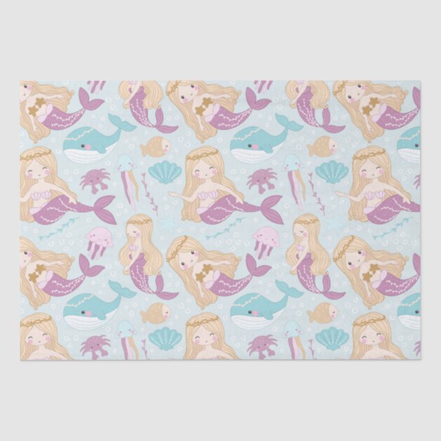 Mermaids Sea Baby Shower Girls Birthday Party Tissue Paper (Front)