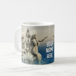 Mermaids statue. Customized Coffee Mug