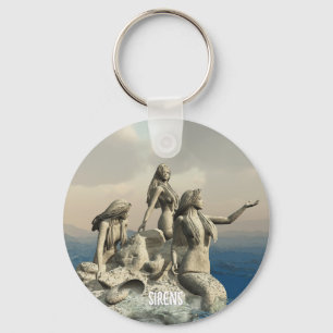 Mermaids statue. Customized Keychain