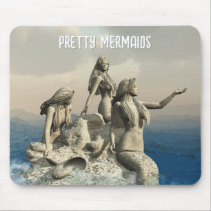 Mermaids statue. Customized Mouse Pad