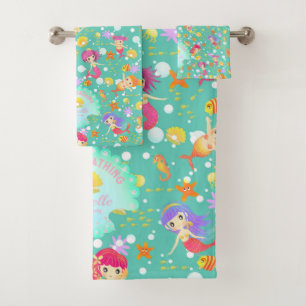Mermaids  Teal Bath Towel Set