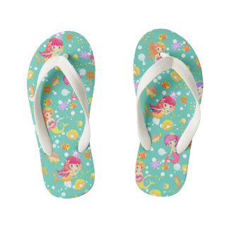 Mermaids Teal Kid's Flip Flops
