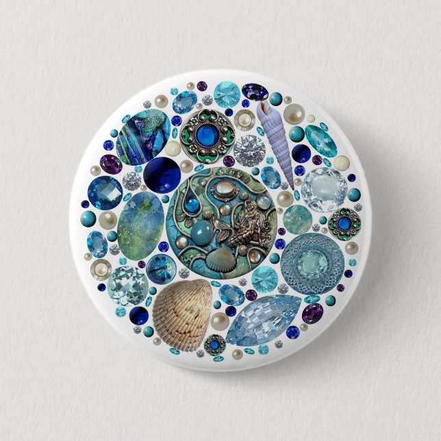 Mermaid's Treasure 1 2 Inch Round Button (Front)