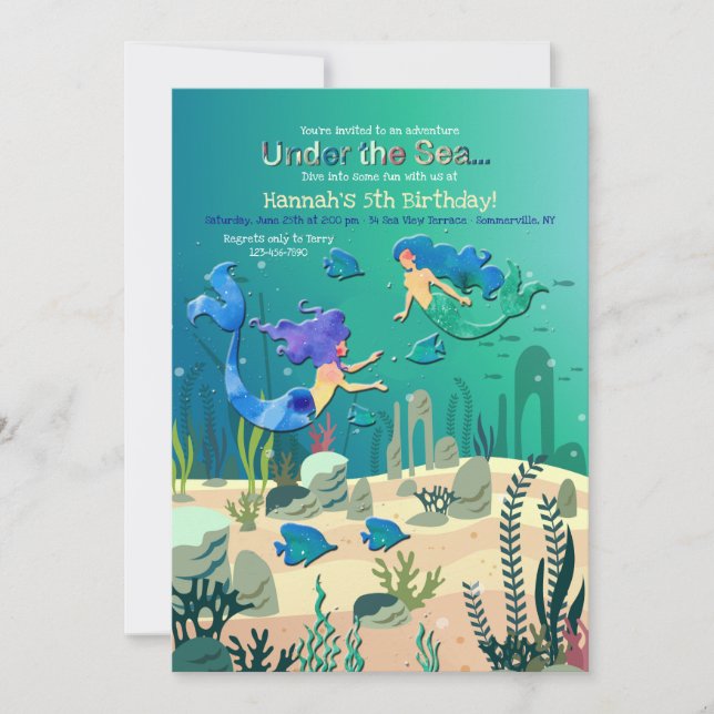 Mermaids Under the Sea Invitation (Front)
