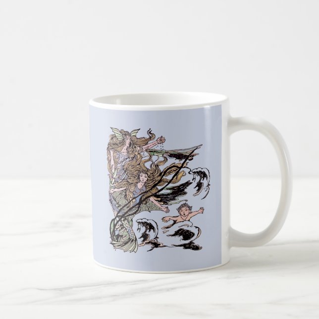 Mermaids Vintage Victorian Illustration Coffee Mug (Right)