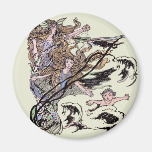 Mermaids Vintage Victorian Illustration Magnet