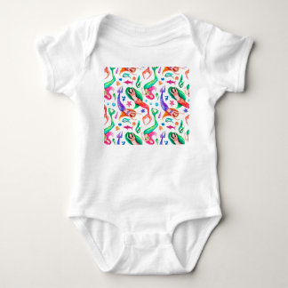 Mermaids Watercolor: Seamless Oceanic Pattern Baby Bodysuit