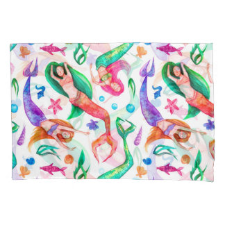 Mermaids Watercolor: Seamless Oceanic Pattern Pillowcase
