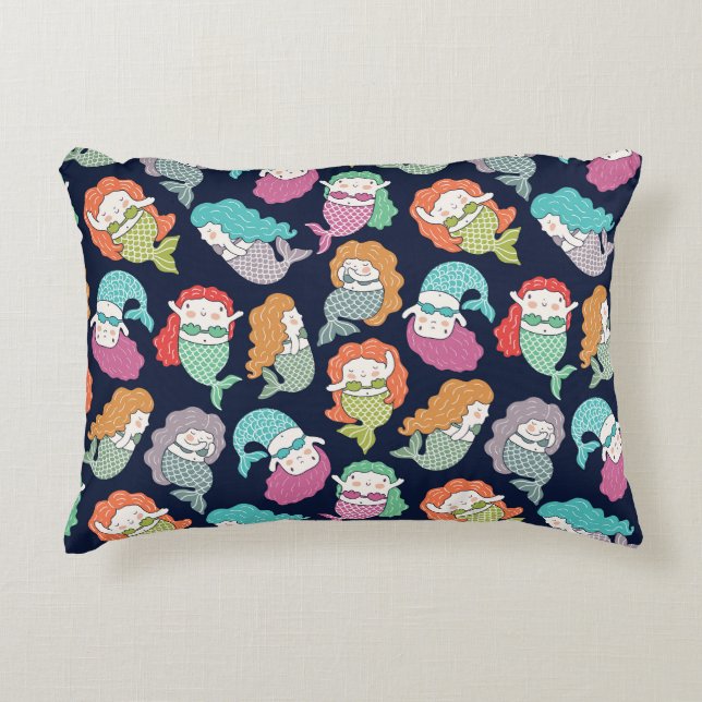 Mermaids: whimsical seamless pattern. accent pillow (Front)