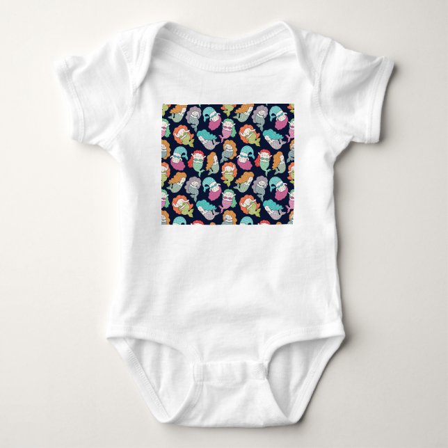 Mermaids: whimsical seamless pattern. baby bodysuit (Front)