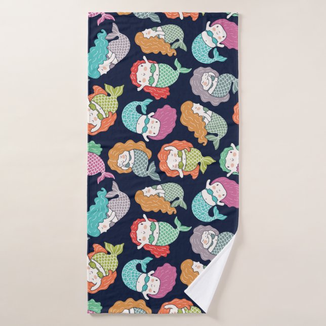 Mermaids: whimsical seamless pattern. bath towel (Bath Towel)