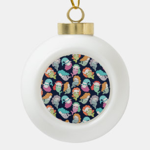 Mermaids: whimsical seamless pattern. ceramic ball christmas ornament