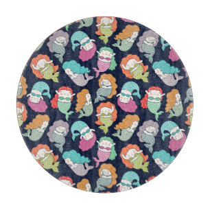 Mermaids: whimsical seamless pattern. cutting board